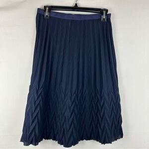 O by organic navy zipper closure pleated skirt size 8 recycled polyester